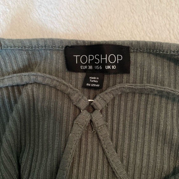 Topshop Women’s Olive green cross back strapped ribbed bodysuit Size US 6 - Picture 7 of 9